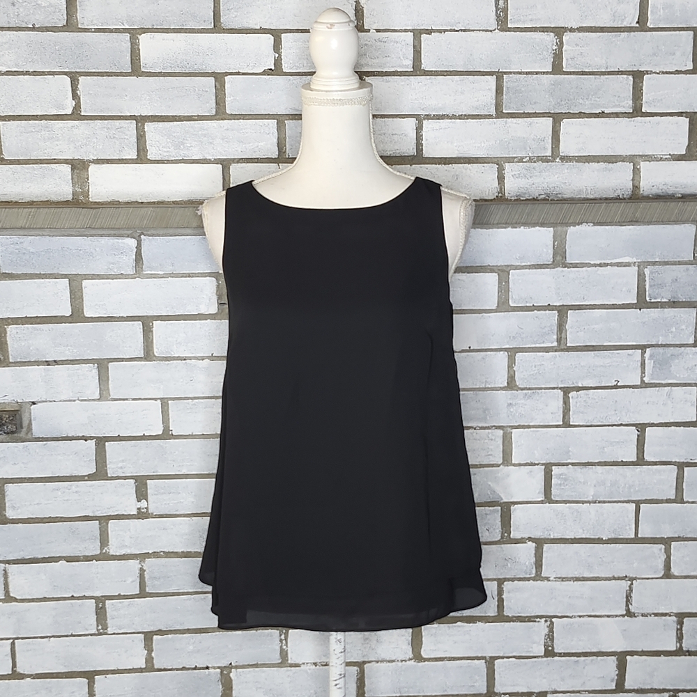 • J Jill Women’s Sleeveless Layered Sheer Chiffon Blouse Petite Size XS Black - Picture 2 of 11